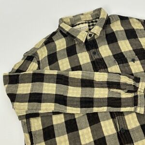 Denim Supply Ralph Lauren Shirt Mens XL Brown Tan Plaid Flannel Long Sleeve